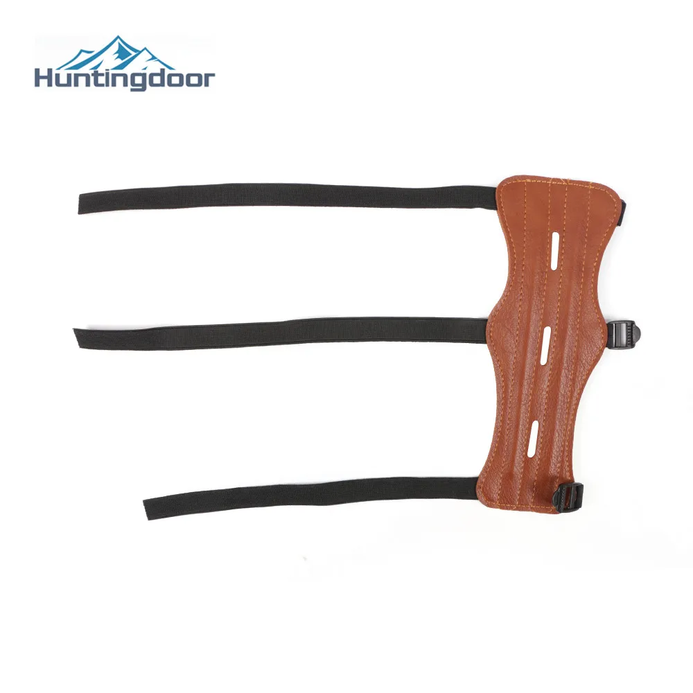 Archery PU Leather Arm Guard Protection Forearm Safe for Bow Outdoor Hunting Shooting Training Accessories 3 Holes 3 straps archery arm guard