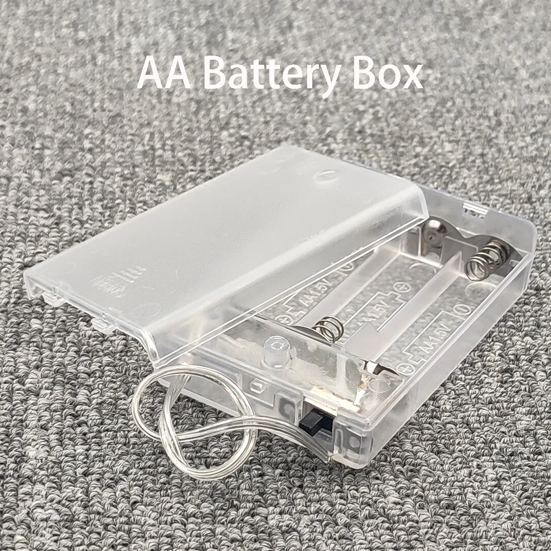 Nuovo Portabatterie Aa 2Aa/3Aa Portabatterie Aa Battery Box, Con Cavo Interruttore Trasparente E Interruttore Laterale