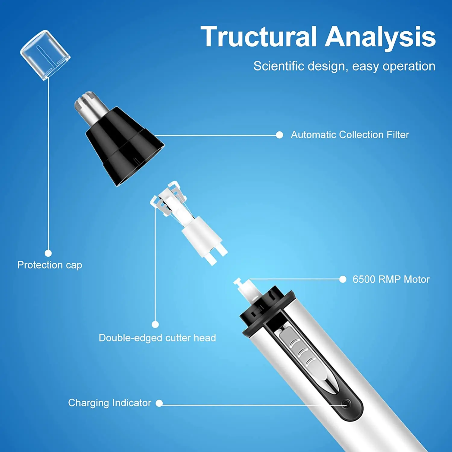 Kemei 4in1 Rechargeable Nose Trimmer Beard Trimmer Men Ear Eyebrow Nose Hair Trimmer for Nose and Ear Hair Removal Clean Machine 2