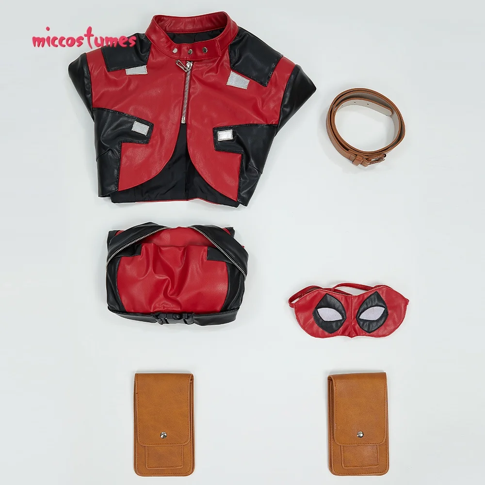 Damen Kostüm Superheld Cosplay Rennanzug Set Kleid und Jacke mit Augenklappe 19