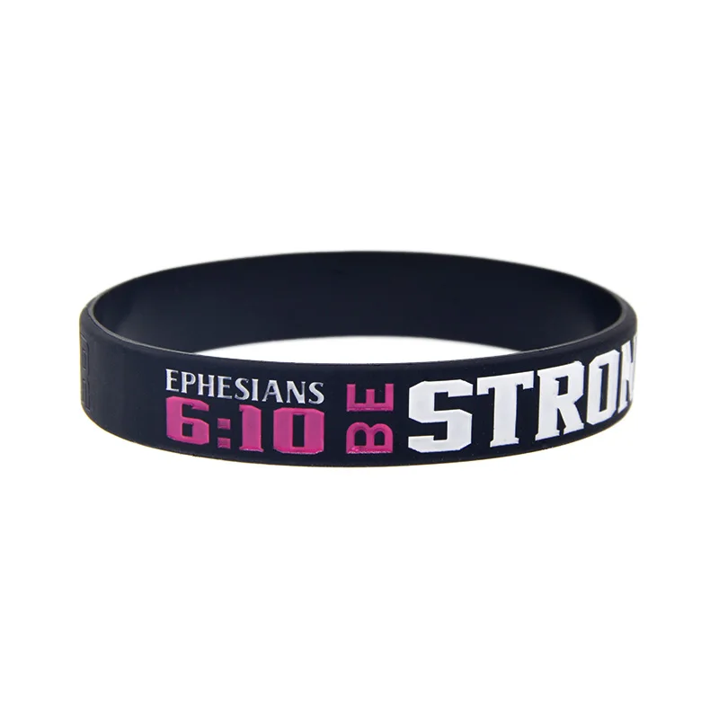 1PC/4PCS Christian Bible Verse Silicone Wristband 139:14 33:3 4:13 6:10 Inspirational Rubber Bracelet Black 5
