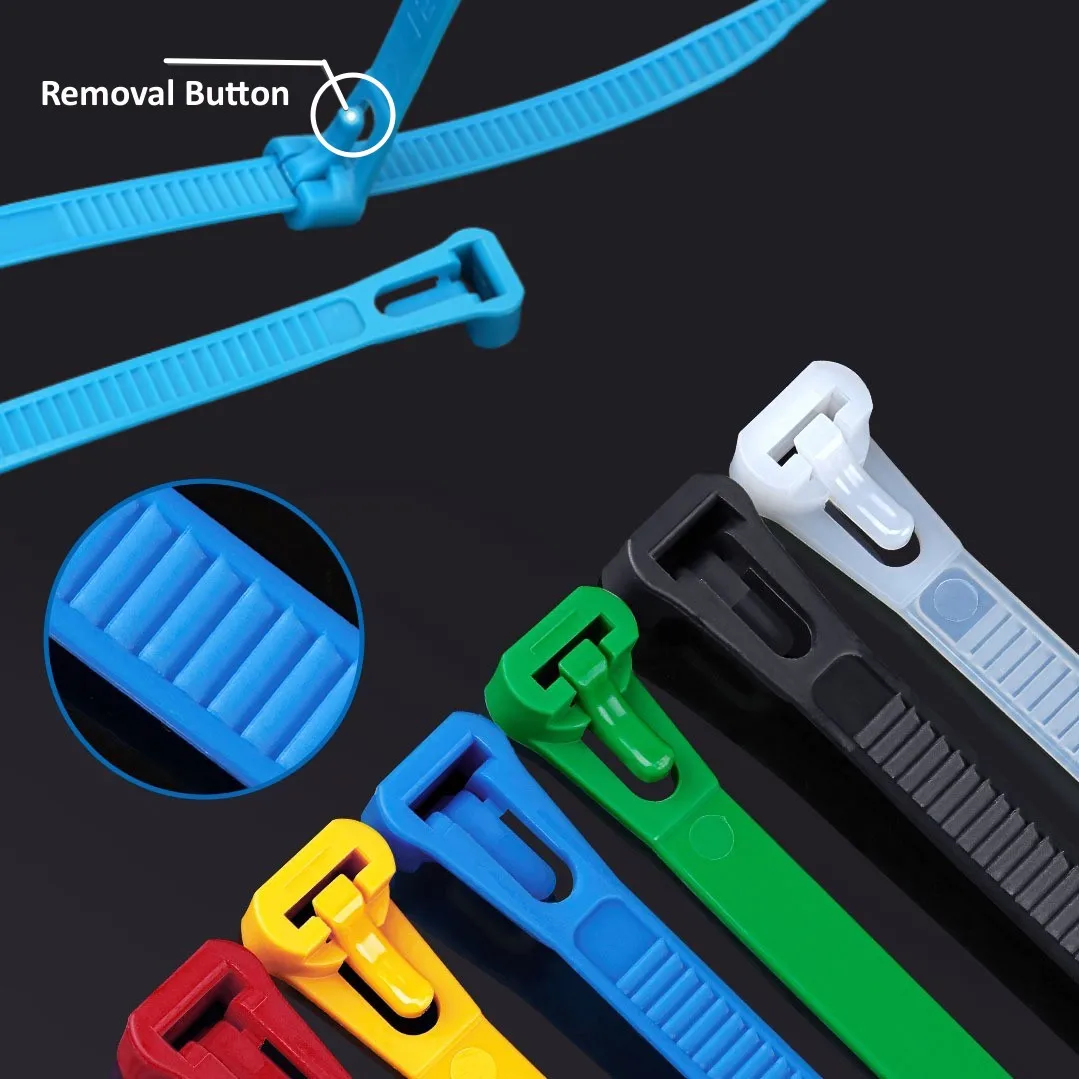 Nylon Reusable Cable Zip Ties Releasable Fixed Binding Color
