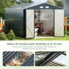 10X12X7.5 FT Outdoor Steel Storage Shed with Lockable Doors, 2 Windows, Transparent Roof Panels 3