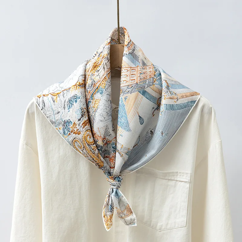 Elegant Versatile Silk Twill Scarf - Luxurious Heavyweight Mulberry 70 Square Fashion Accessory