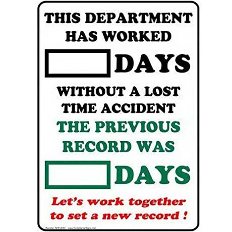

Muroanmi Dry Erase Days Without A Lost Time Accident Sign Metal Signs Funny Yard Sign Outdoors Warning Signs Tin Plate Poster