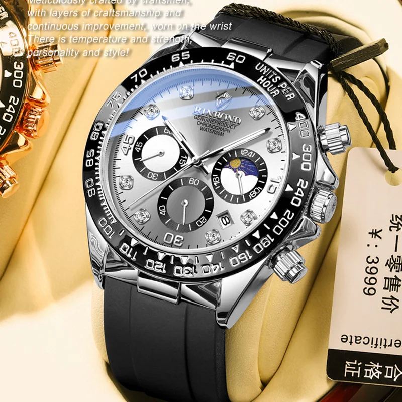 

Sports Quartz Watches Men 2023 New Luxury Silicone Waterproof Luminous Fashion Chronograph Business Wristwatch Male Reloj Hombre