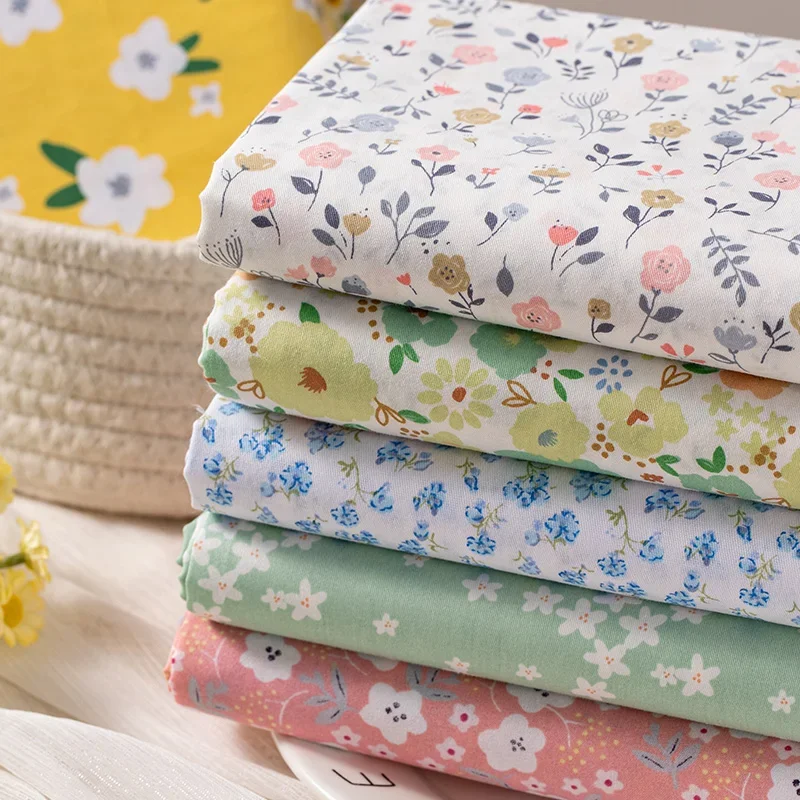 

Printed Pure Cotton Fabric By The Meter for Dresses Skirts Bedding Clothing Sewing Floral Flowers Textile Summer Soft Diy Thin