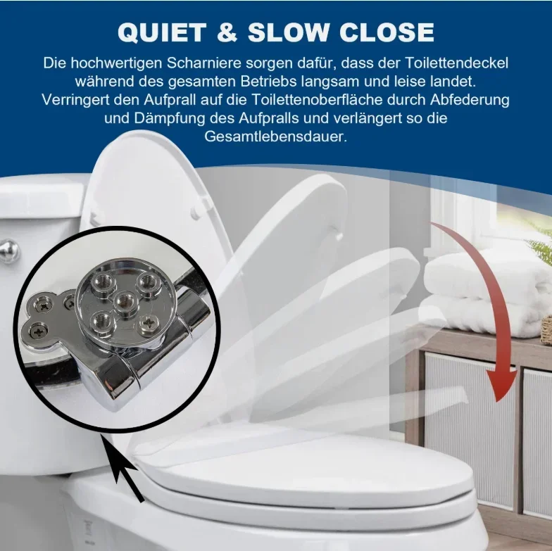 SAINOS WC-Sitz mit Abwesenheit, Toilettendeckel mit Soft-Close, Toilettensitz mit. Toilettensitz für Badezimmerteile – Detail 12