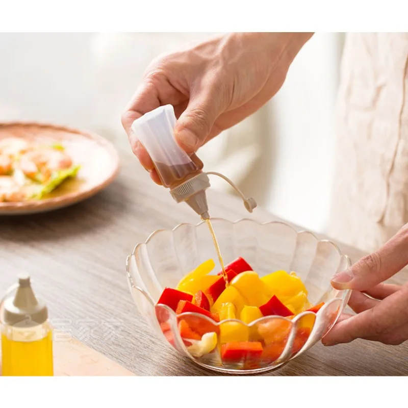 Camping Kitchen PE Sauce Seasoning Squeeze Bottle Oil Bottling Bottle 4pc BBQ Jam Picnic Lunch Box Salad Dressing Travel Outdoor seasoning jar,seasoning container
