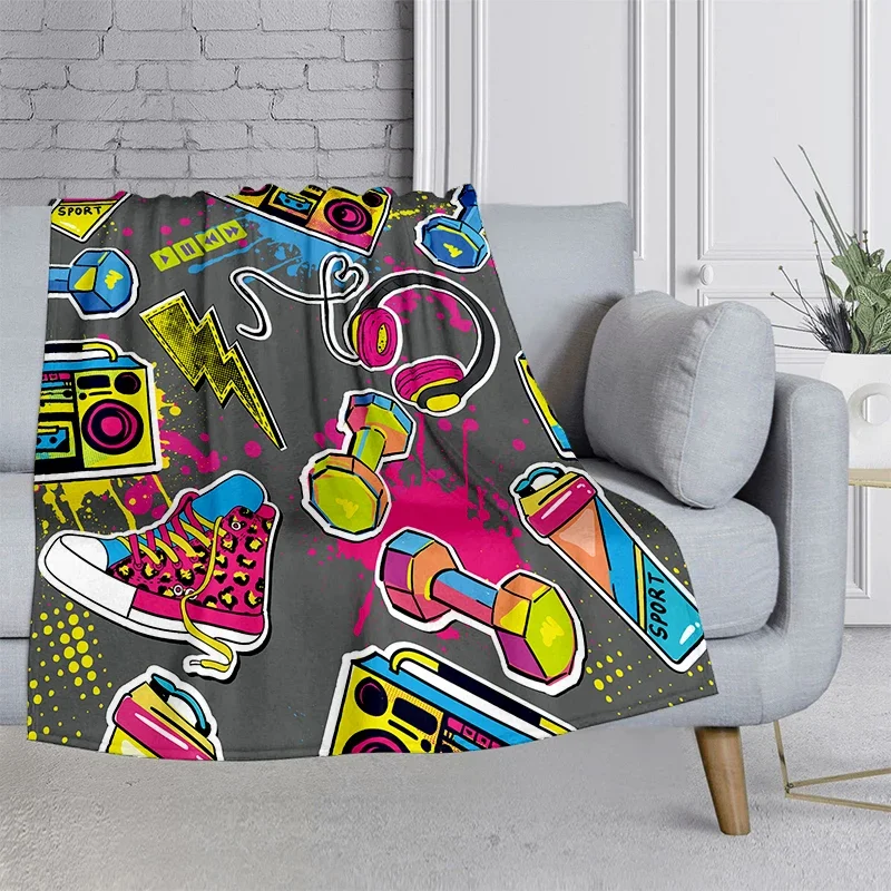 

Street graffiti Printed Blanket Flannel Warmth Soft Plush Sofa Bed Throwing Blankets Plush，Custom Blanket Gift，Camping blanket