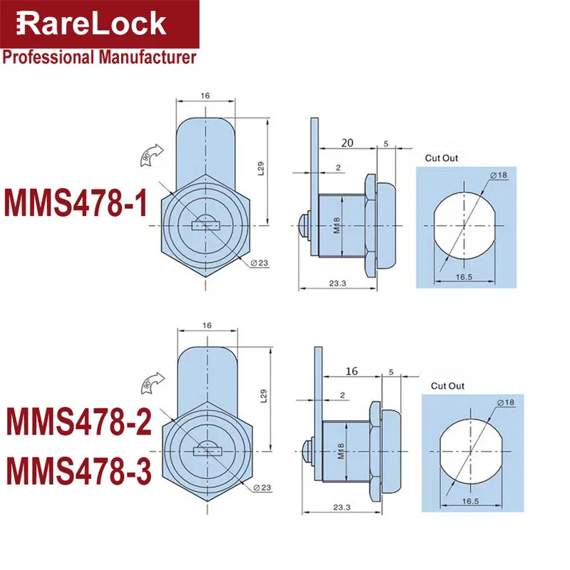 Cabinet Door Lock Cabinet Cam Lock Waterproof for Box Cupboard Locker Yacht Car Bathroom Window Hardware DIY MMS478 H