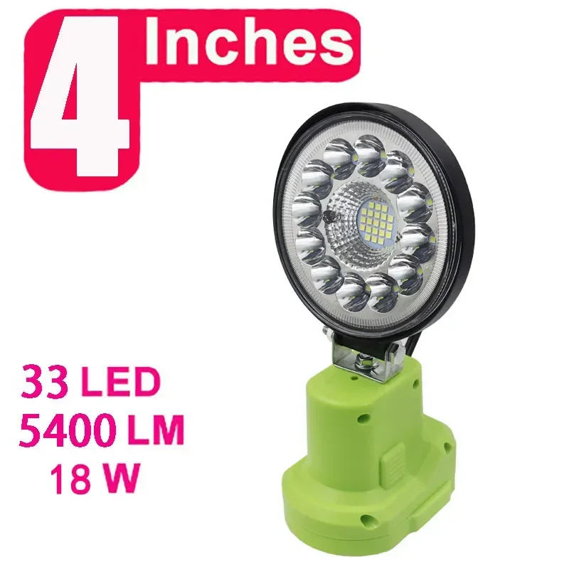 Description Picture 4 of itemLED Alarm Work Lights Flashlight Electric Torch Spotlight Car Lamp For RYOBI 14.4V 18V Lithium Nickel One+ Battery P108 P104