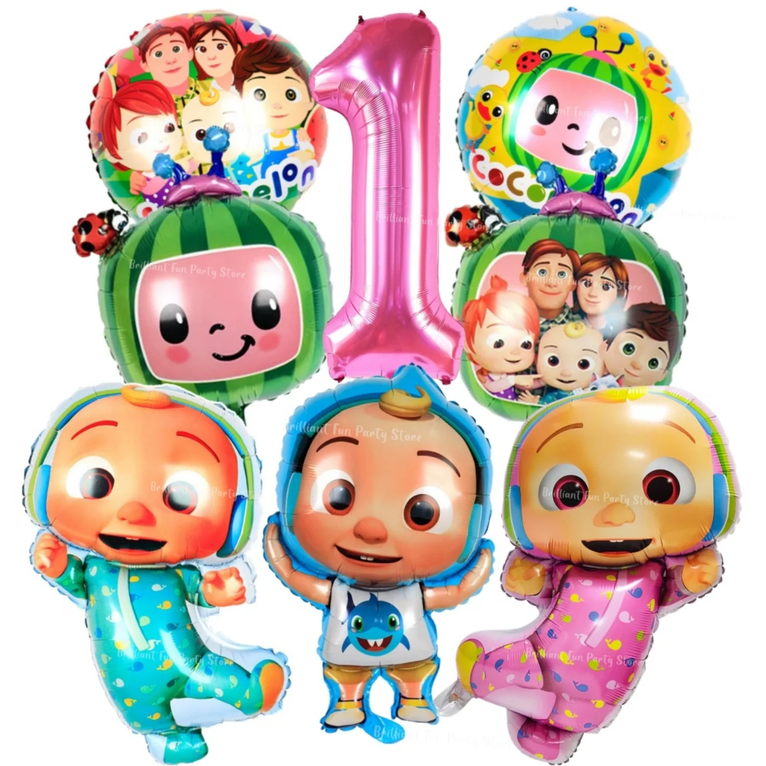 8-teiliges Cocomelon-Ballon-Set, Kinderparty-Dekoration, 32 Zoll, blau, rosa, Zahlenballon 1–9, für Kindergeburtstag, Event-Zubehör, Geschenk – Detail 5