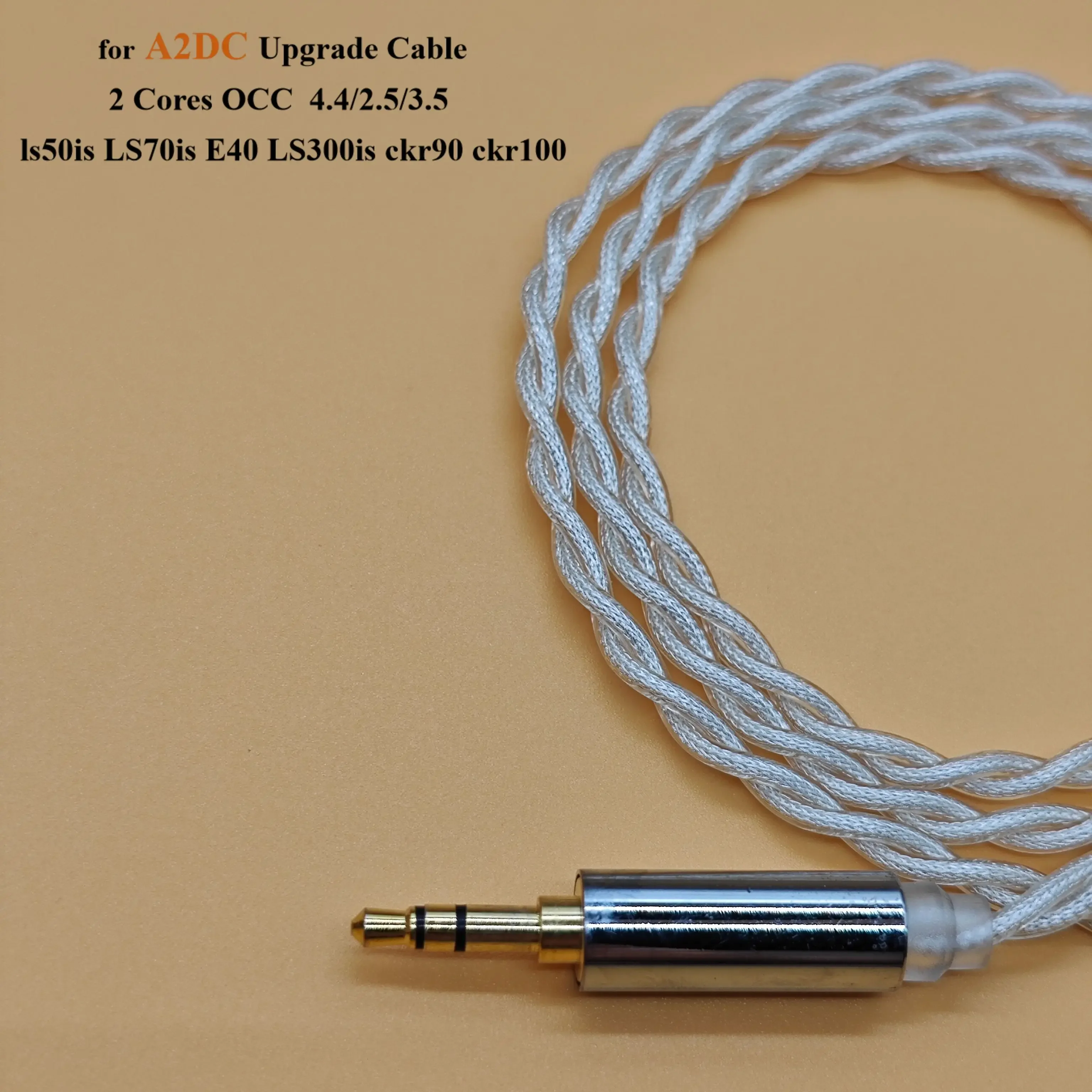 

Earphones Cable for A2DC ls50is LS70is E40 LS300is ckr90 ckr100, OCC Silver Plated Upgrade, 2.5, 4.4 Balance