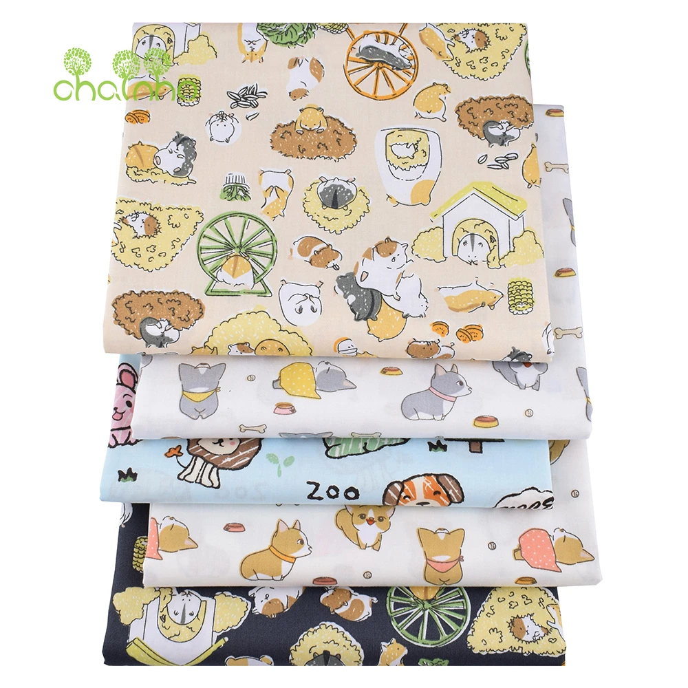 Chainho,Printed Twill Weave Cotton Fabric,Handmade Patchwork Cloth,DIY Sewing Quilting Material,Big Size,CC66-70