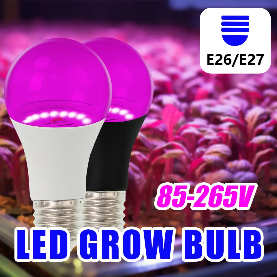 LED Grow Lamp LED Plant Light E26 E27 LED Grow Light 85-265V Full Spectrum Phyto Lamp Led Hydroponics Plant Bulb Growth Light Tent Greenhouse Vegs Cultivo Lam