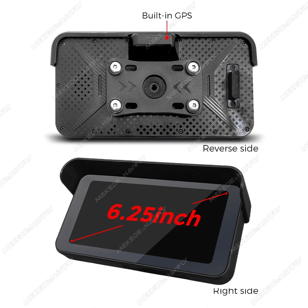 6.25inch GPS Navigation Motorcycle IP67 Waterproof Portable Wireless Car-play Android Auto Multimedia Player Dual 1080P DVR WIFI
