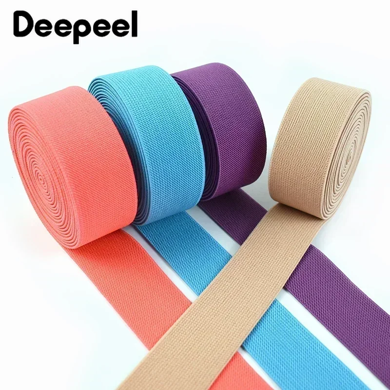 5Meters 10-50mm Colorful Elastic Bands Stretch Rubber Ribbon Clothes Webbing Trousers Dress Belt Shoes DIY Sewing Accessories