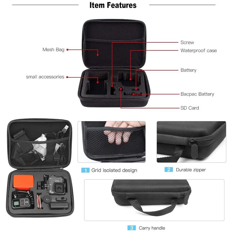 Storage Bag Carrying Case Portable Box For GoPro Hero 13 12 11 10 9 8 insta360 SJCAM AKASO DJI Osmo Action Camera Accessories