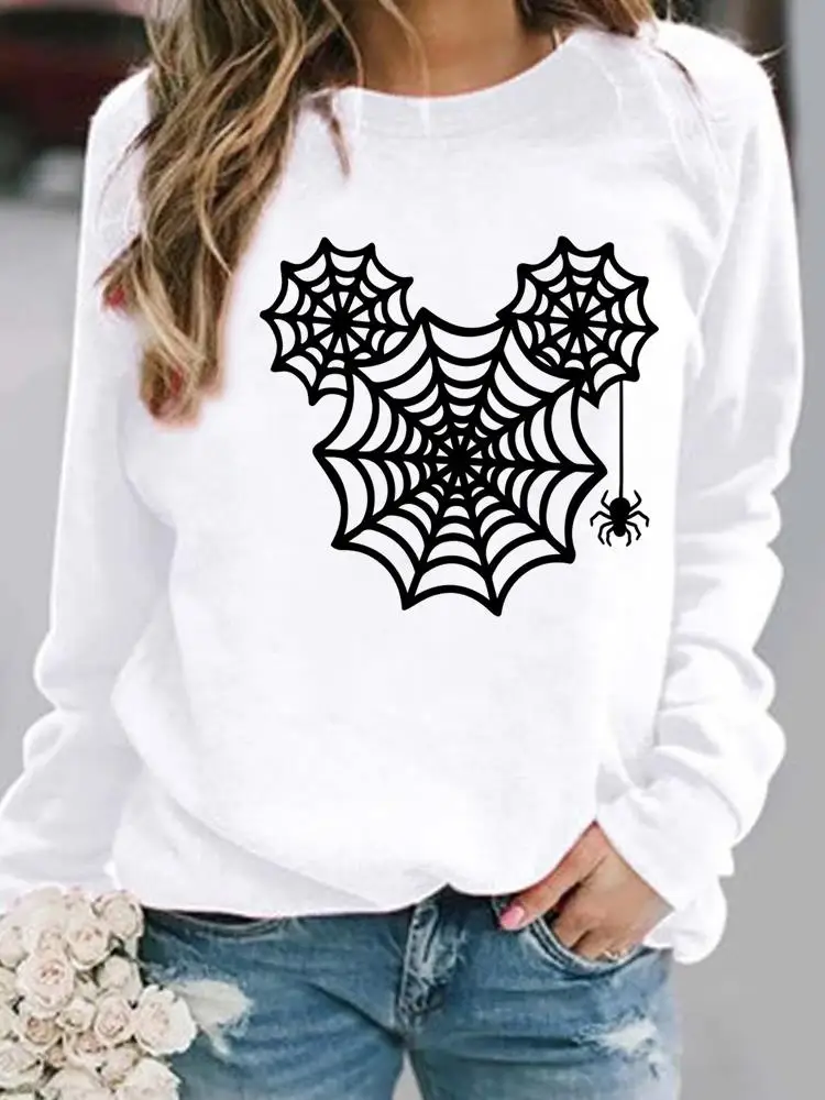 

Fall Happy Halloween Print Pullovers Women Fashion Holiday Spider Lovely Style Lady Autumn Spring Female Graphic Sweatshirt