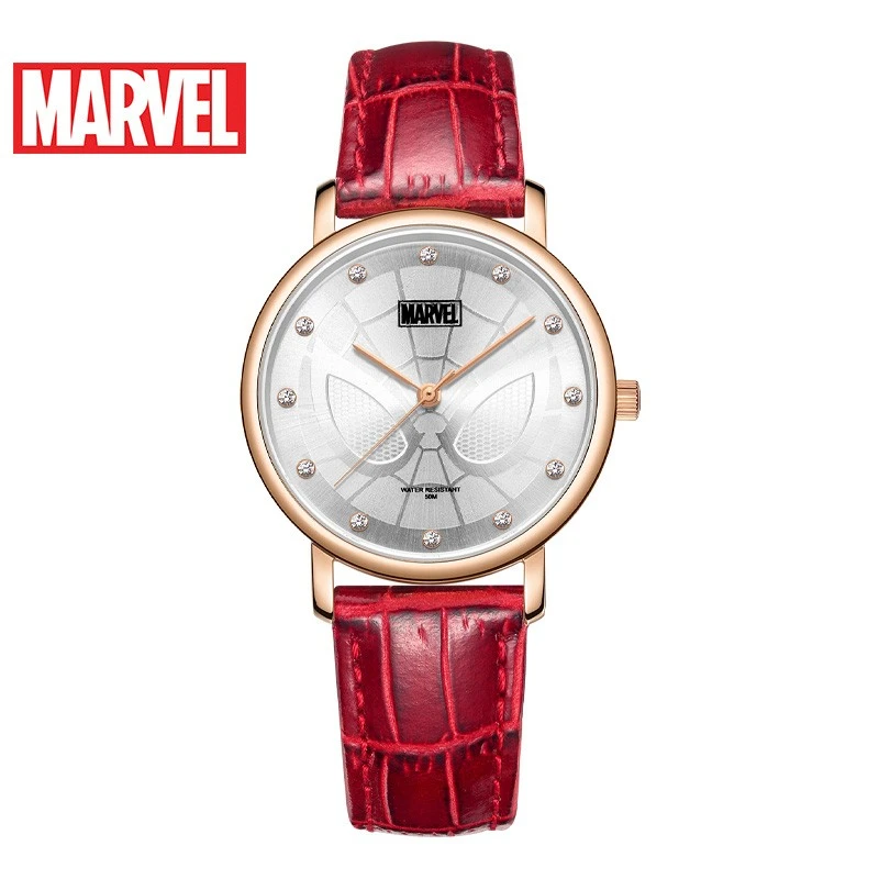 Disney Gift With Box Original Marvel Avengers Spider Man Luxury Women Quartz Watch Rhinstone Thin Case Relogio Masculino