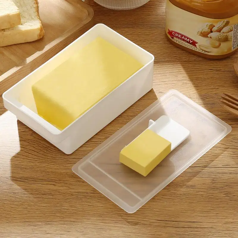 Butter Cutter Box Unbreakable Butter Dish with Clear Lid and Cutter Space-Saving and Easy Cutting Safe Keeper Tray