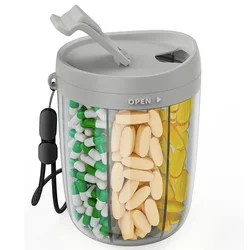 6 - Compartment Large Pill Organizer for Vitamins and Supplements (Gray)