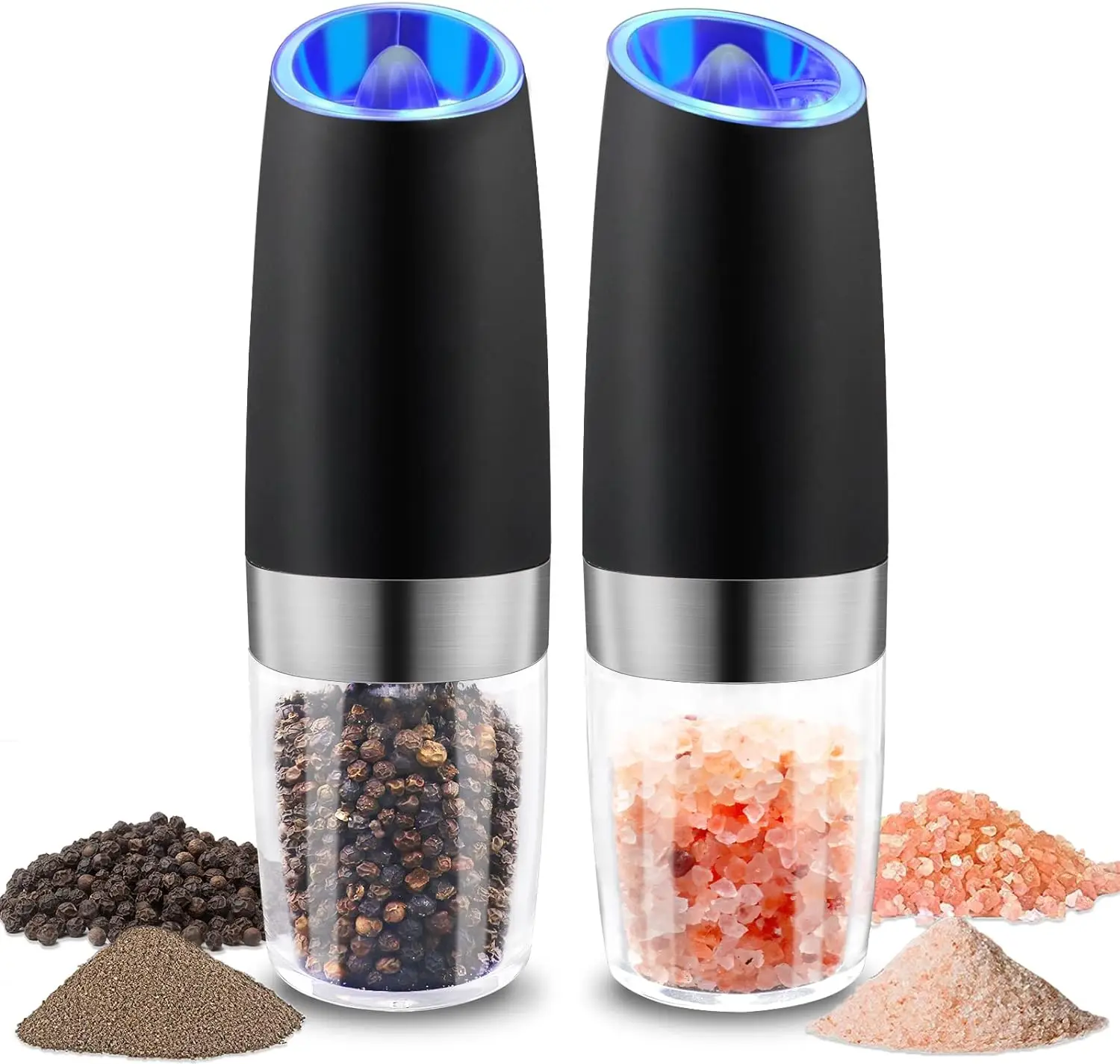 

Electric Salt and Pepper Grinder Set with LED Blue Light Pepper Shaker Gravity Spice Mill Adjustable Grinder Kitchen Mill Tool