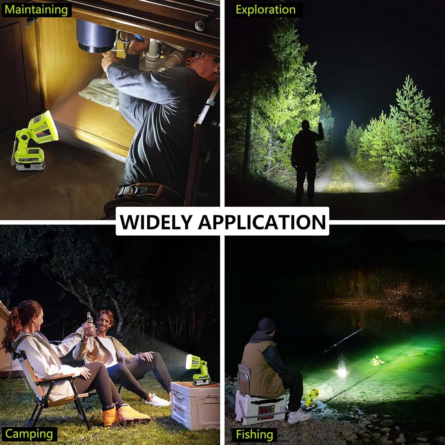 LED Flashlight for Ryobi 18v Battery 18W LED Work Light Battery Lamp FloodLight
