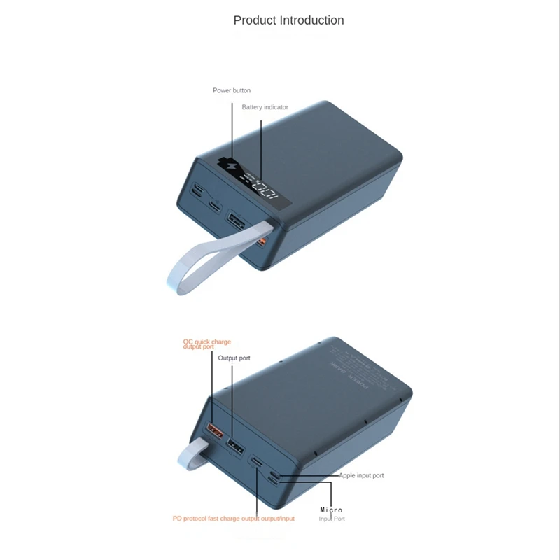 스마트 폰 충전용 분리형 배터리 뱅크 케이스, USB 배터리 충전 보관함, LED 조명 포함, 14X18650