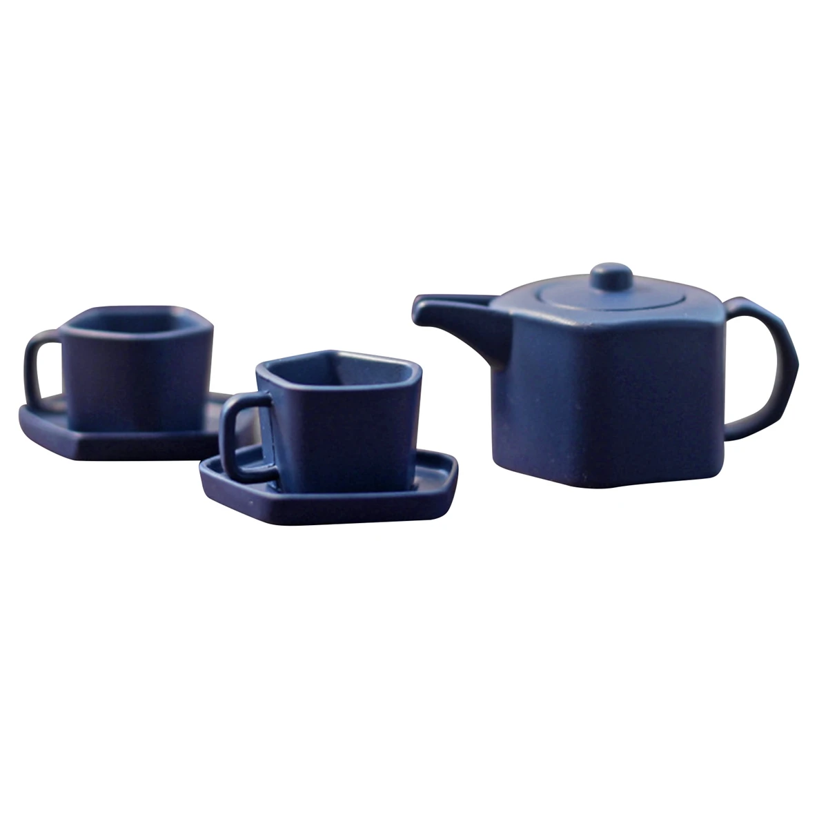 

1:12/1:6 Scale Miniature Alloy Teapot with Cup and Saucer for OB11 Blyth Toy, Blue,L