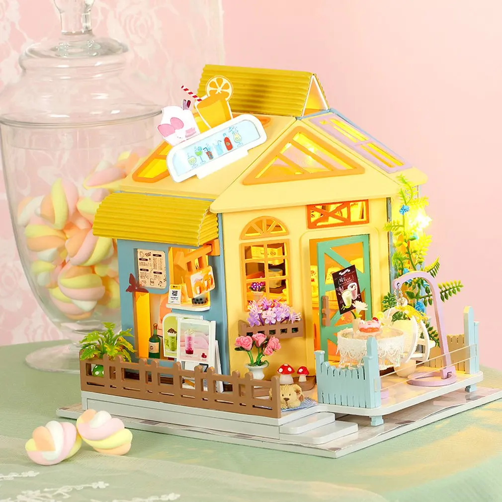 

3D Wood Miniature DollHouse Adorable House with Furniture Building Kit Puzzle Adults New Year Birthday Festival Romantic Gift