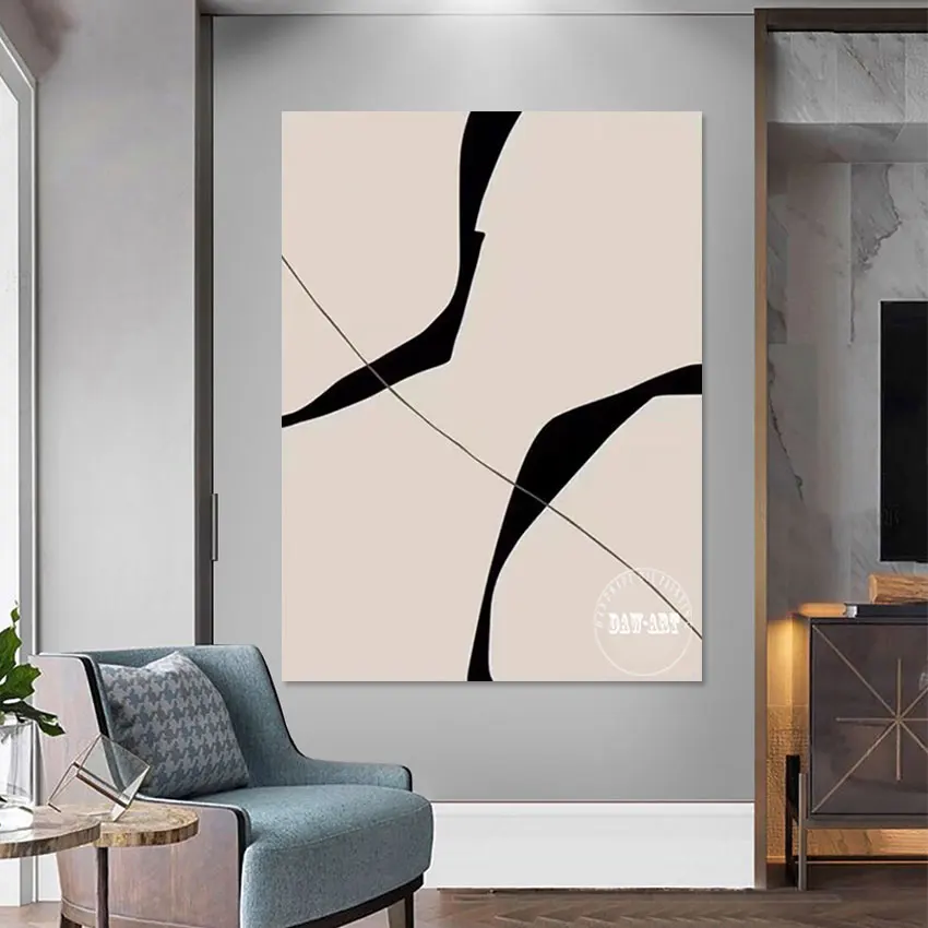 

Black Texture Design Unframed Abstract Canvas Painting Acrylic Style Picture Wall Art Hand Drawing Large Size Office Decoration