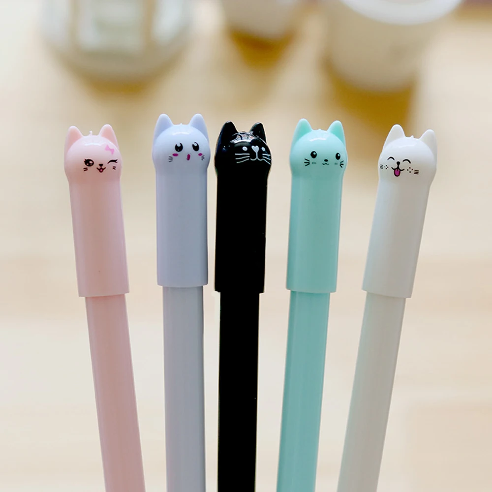 12 Gel-Tintenroller Mit Katzenmotiv – 0,38 Mm Schwarz, Niedliches Schreibzeug Für Schule & Büro