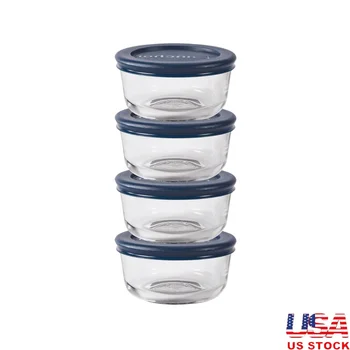 Glass Food Storage Containers Set of 4 Airtight Lids Microwave Dishwasher Safe Reusable Eco-Friendly Non-Toxic Food Storage Jars 1
