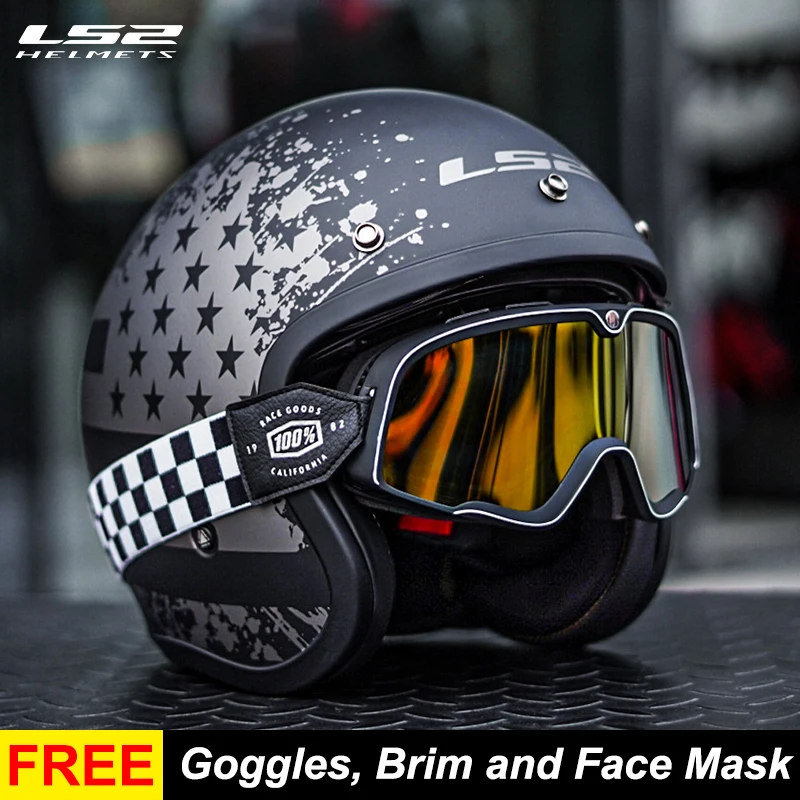 Ls2 Casco Moto Originale Capacete Ls2 Of599 3/4 Caschi Open Face Retro Jet Scooter Moto Mezzo Caschi Cascos Para Moto