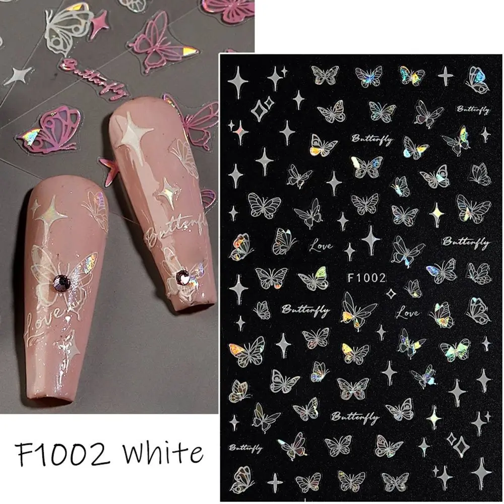 Long Lasting Laser Nail Stickers Glitter Shining Y2K Nail Art Decoration Nail Art Decoration Adhesive Slider Nail Art Decal