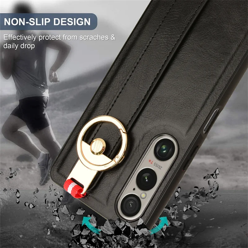 Luxury Leather Wristband Stand Case with Ring Opener