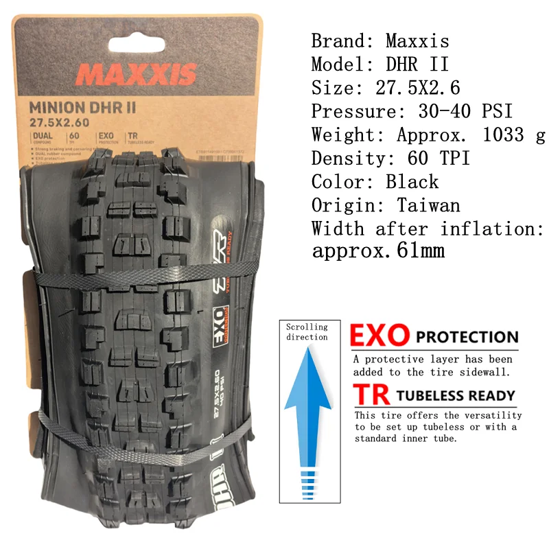 Maxxis Minion DHR (M327ru) 26/27,5/29 Zoll, Downhill-Faltreifen für Mountainbike, verschleißfester und stärkerer Kurven – Detail 13