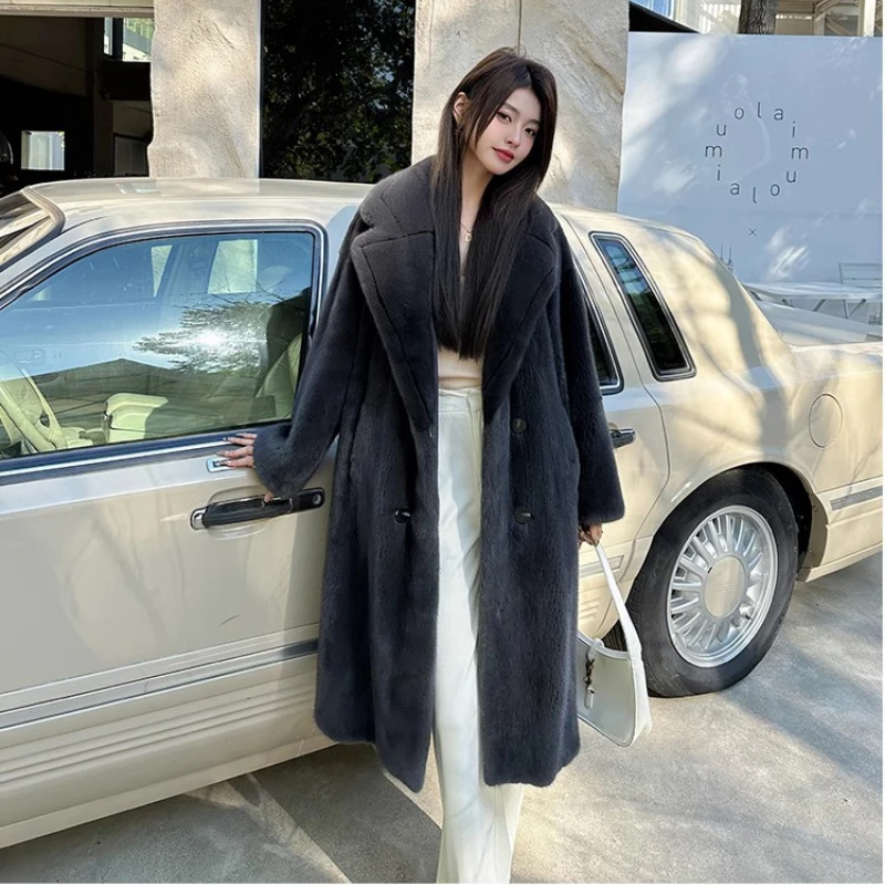 Autumn Winter Long Fur Coat Women Windbreak Fluffy Jacket Luxury Brand Thickened Warm Faux Fur Coat Plus Size Women's Clothing
