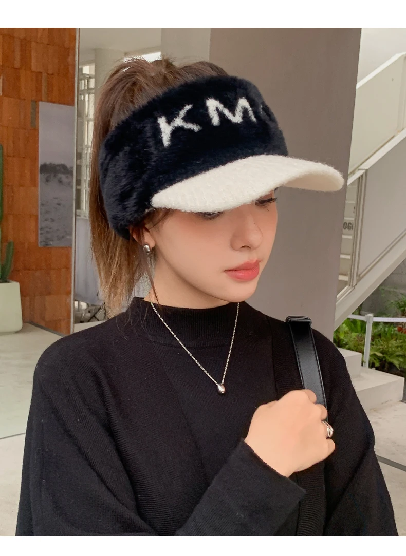 Nuovo elastico lavorato a maglia da donna con berretto caldo antivento da golf con linguetta d'anatra_voghion.com