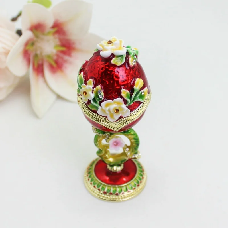 SHINNYGIFTS Neue Stil Blume Ei Schmuckkästchen Russische Faberge Ei Schmuck Geschenkbox Hochzeitsbevorzugung – Detail 10