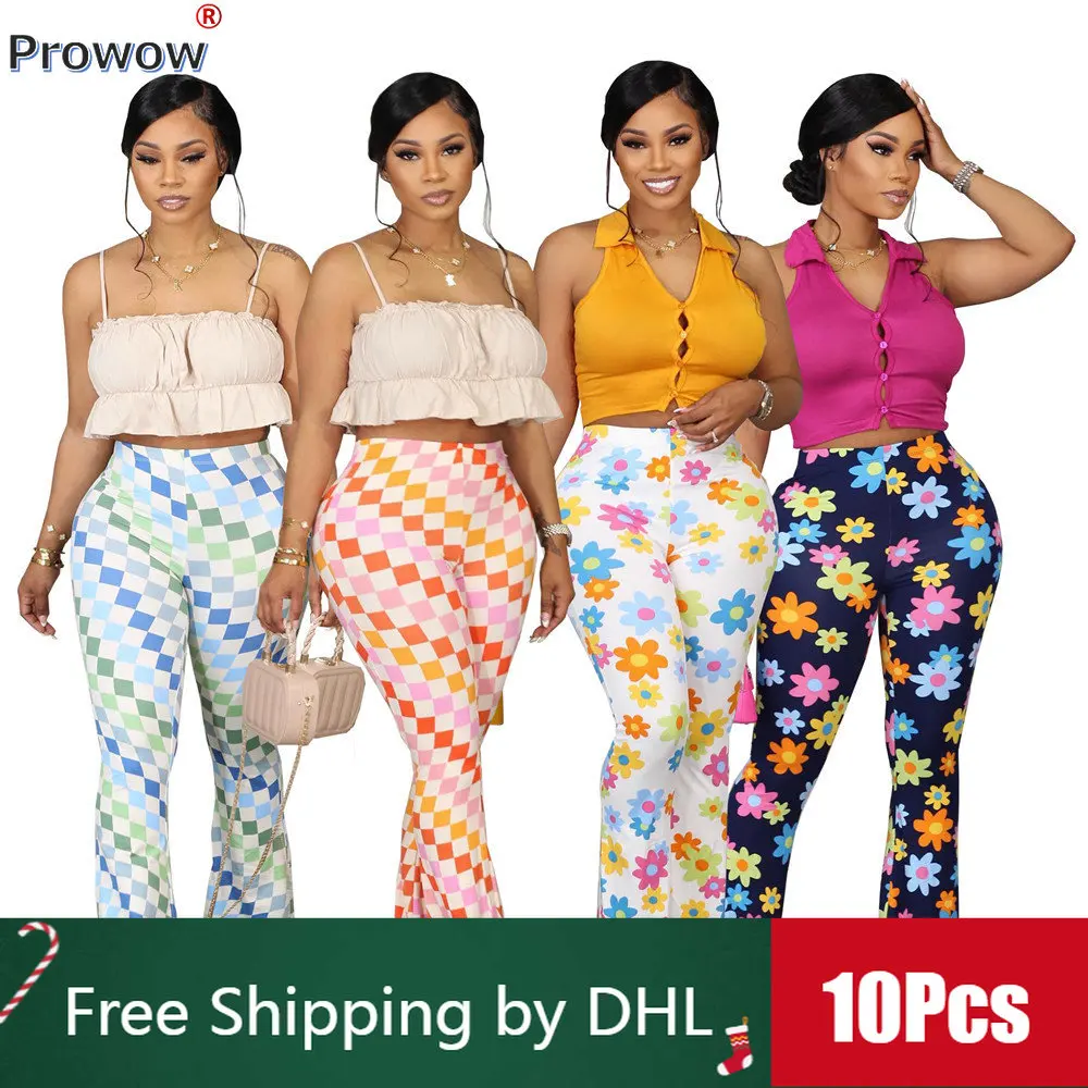 

10Pcs Bulk Shivering Printing Pants Summer 2023 Y2k Trend Streetwear Sexy Flared Trousers Casual Sweatpants Women Wholesale 9812