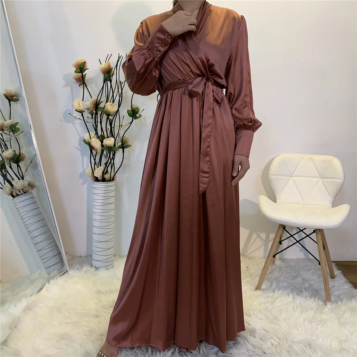 

Middle East Türkiye New Fashionable Women's Long Dress V-neck Dubai Islam Dream african long dresses for women