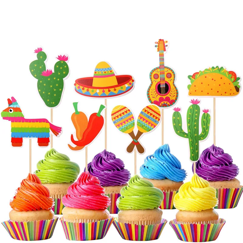 

Декор для кексов, Мексиканский карнавал, тематический Детский праздник на день рождения