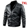 Plus Size 6XL 7XL PU Jacket Men Faux Leather Coat Casual Motorcycle Biker Coat Solid Color Leather Jackets Male Big Size 6XL 7XL 1