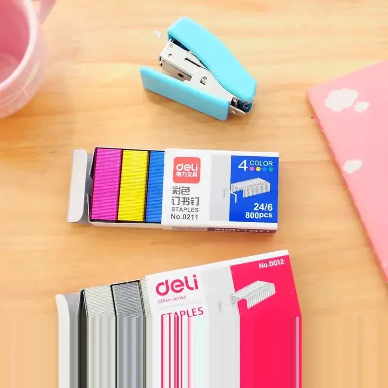 Colorful Stapler Book Staples Stitching Needle 1.2 cm Book Staples 800Pcs/box Office Stationery Supplies stapler pin