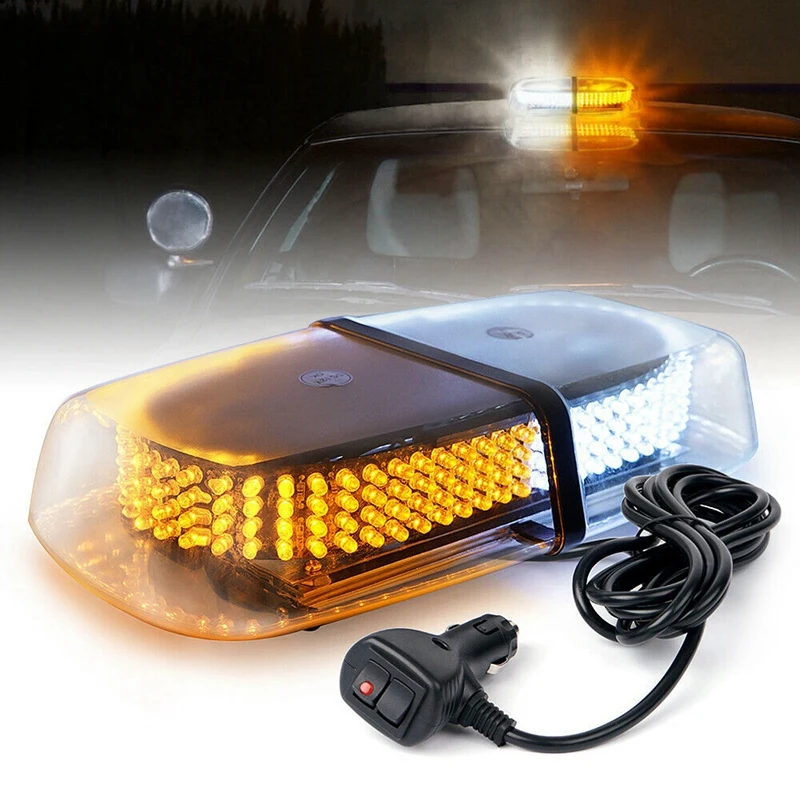 

NEW-240 LED Flashing Beacon Lights Amber White Rooftop Emergency Warning Mini Bar