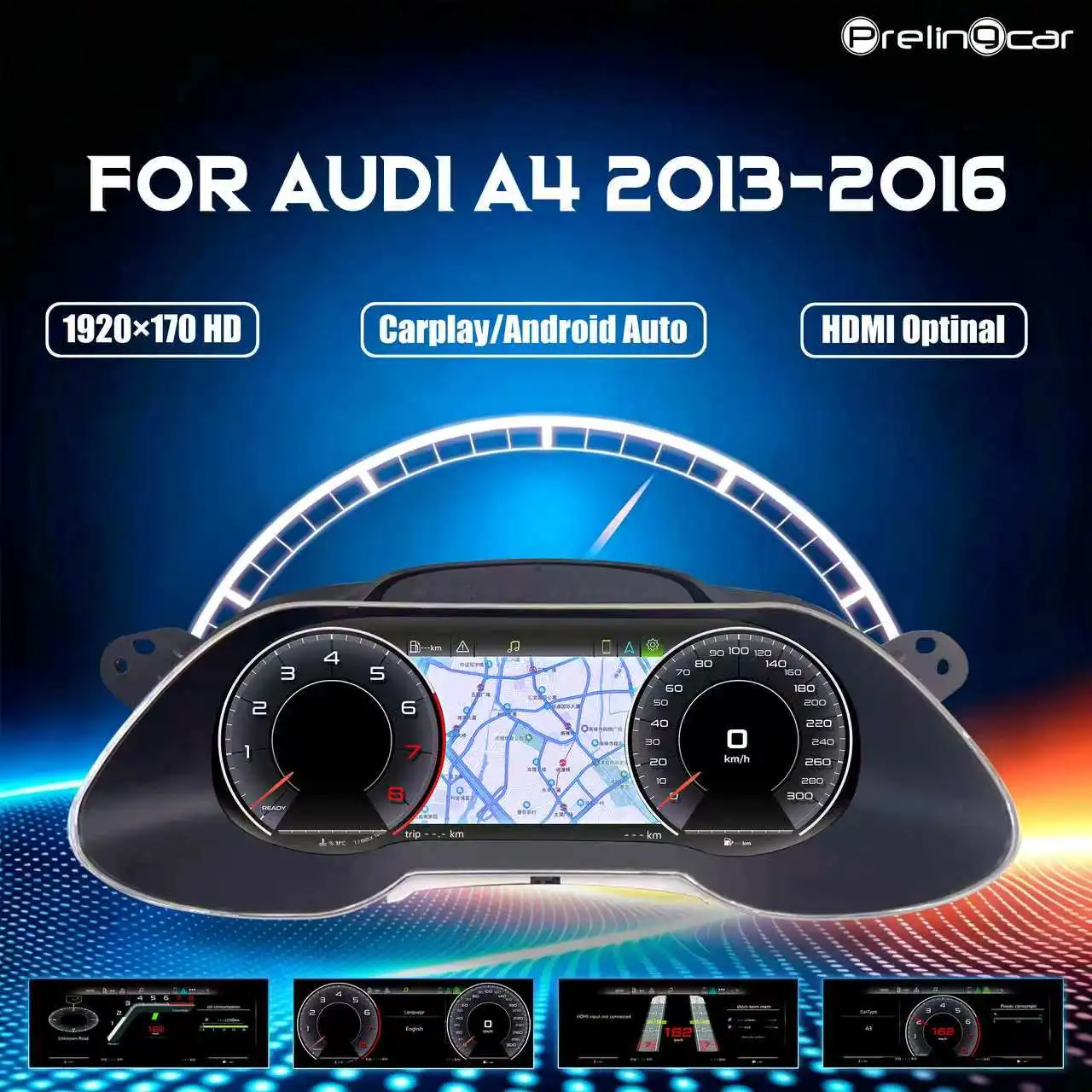 Panel de Instrumentos Digital LCD de 12.3 Pulgadas para Audi A4 Años 2013-2016, Cabina Virtual con Velocímetro 1