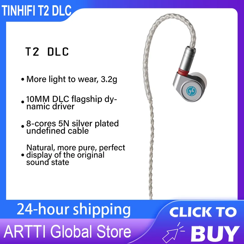 

TinHiFi T2 DLC HIFI 10MM Dynamic Flagship Monitor Dynamic Driver In-Ear Monitors Earphone IEMs with 0.78mm 2Pin Cable